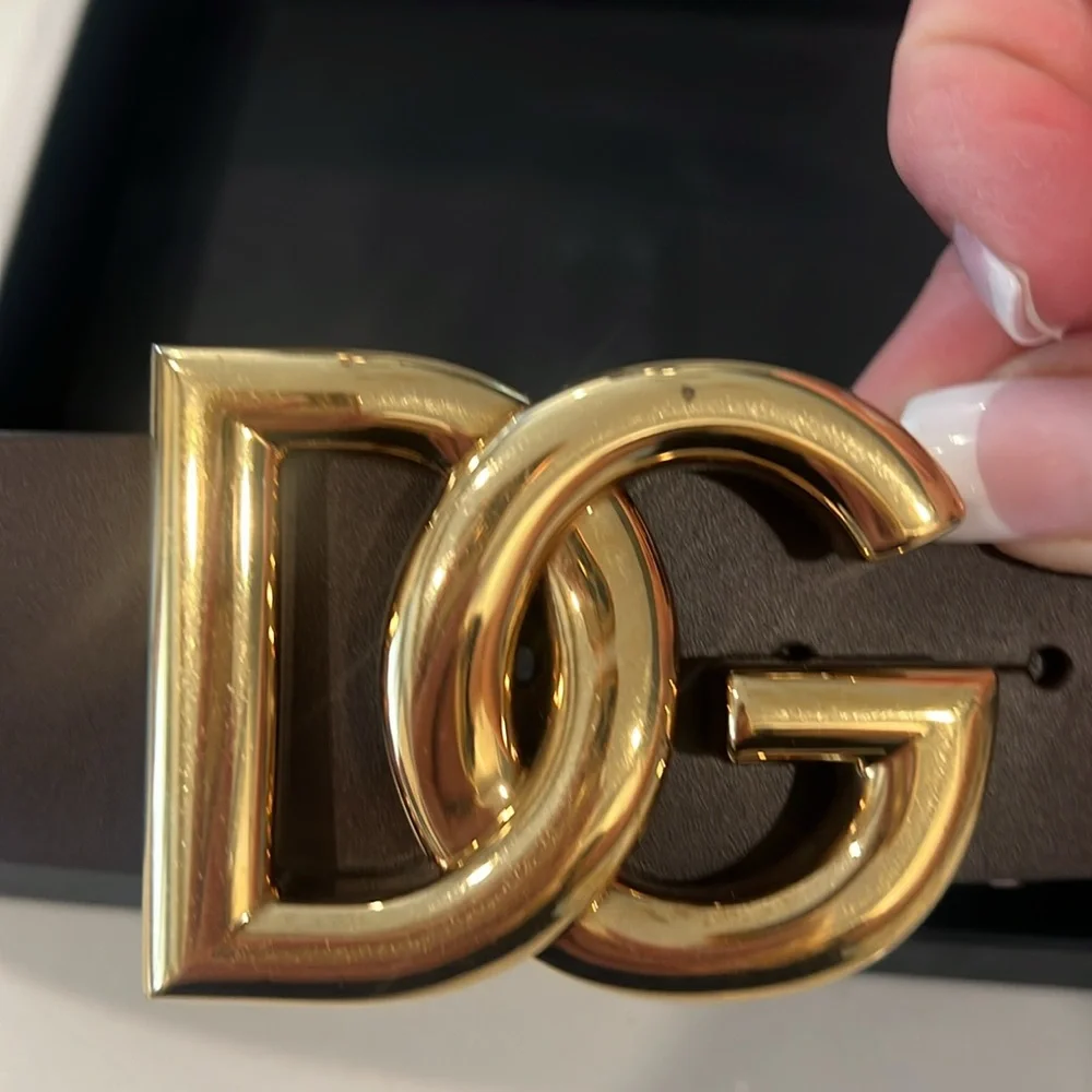 Dolce&Gabbana DG Logo Brown Leather Belt - Picture 14 of 15